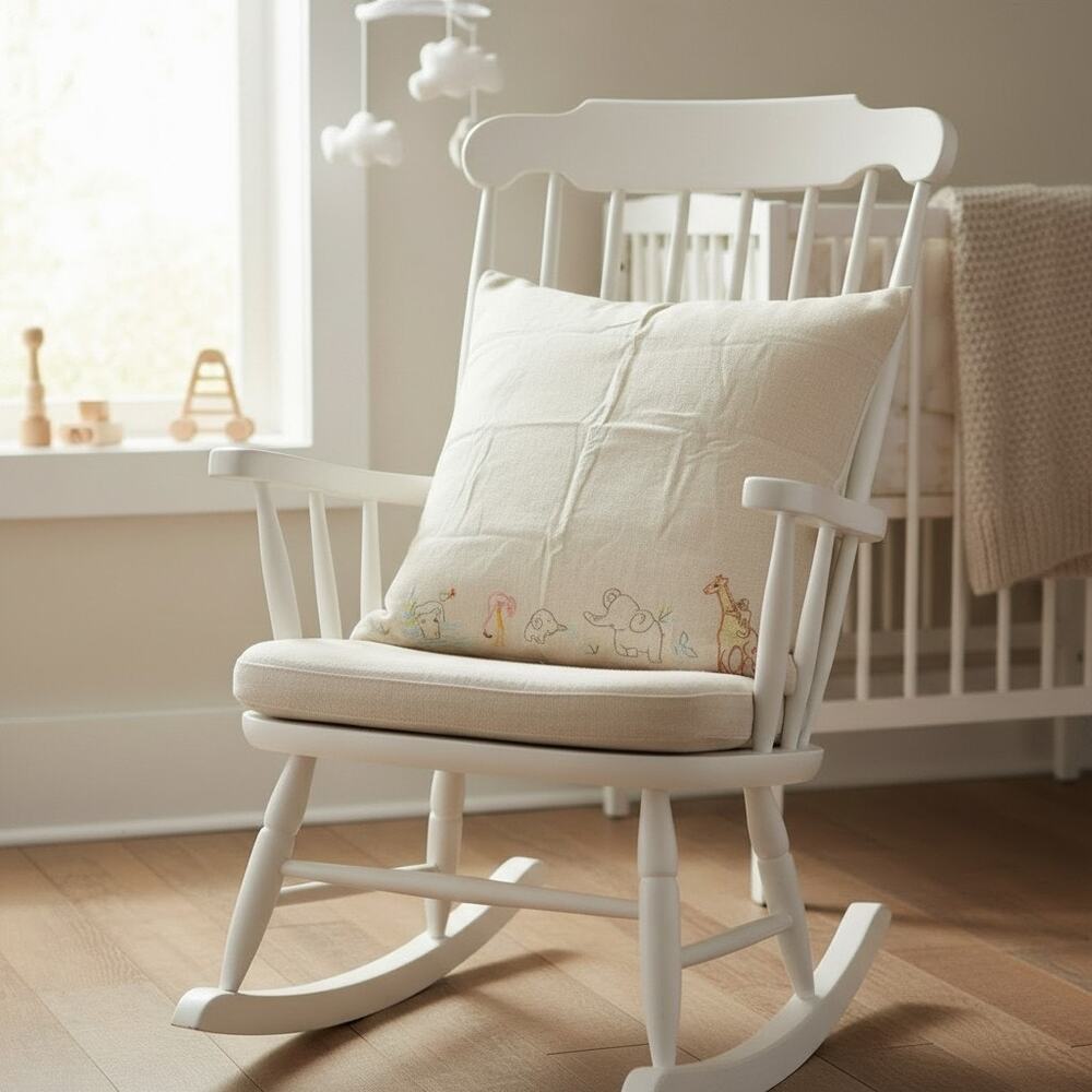 Coyuchi Grey Linen Top Animals Embroidered Square Pillow Cover 33 x 33